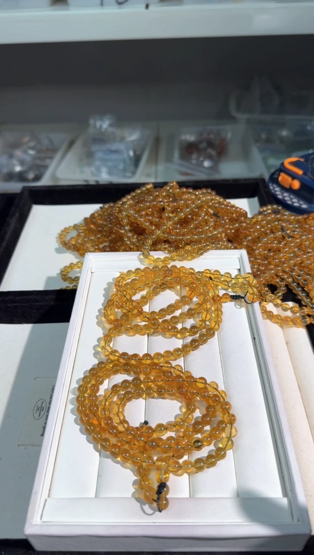 未镶嵌琥珀手链蓝珀108素圈发货多样性发其一