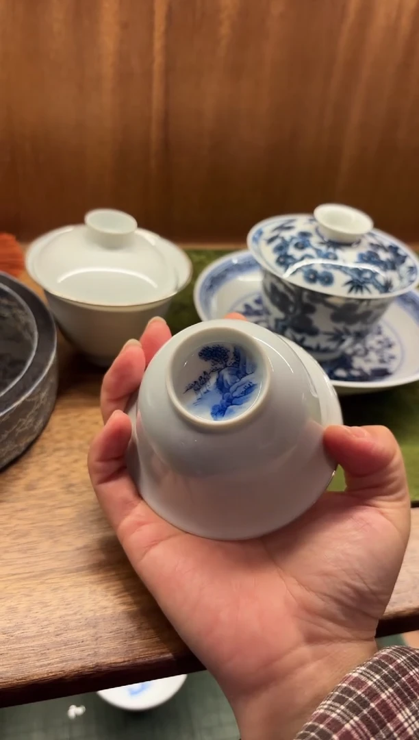 闪购底山水包银盖碗