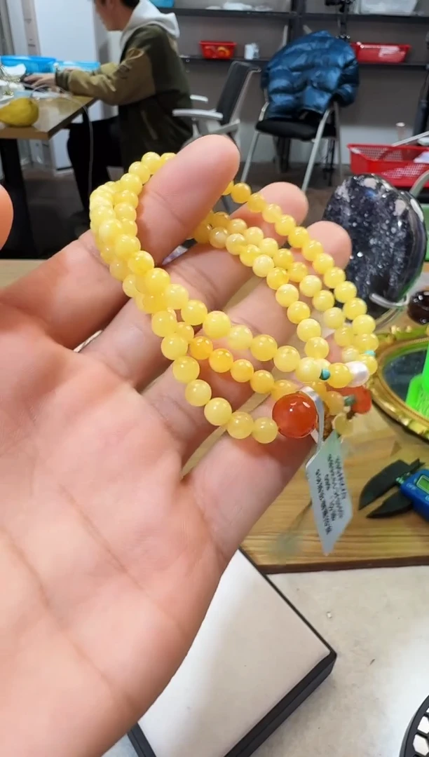 蜜蜡项链未镶嵌晶1485 约5mm