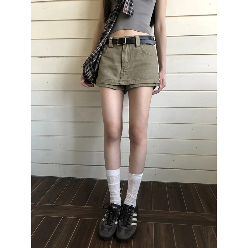 【森林氧吧半身裙】复古做旧气质简约百搭显瘦A字半身裙1196