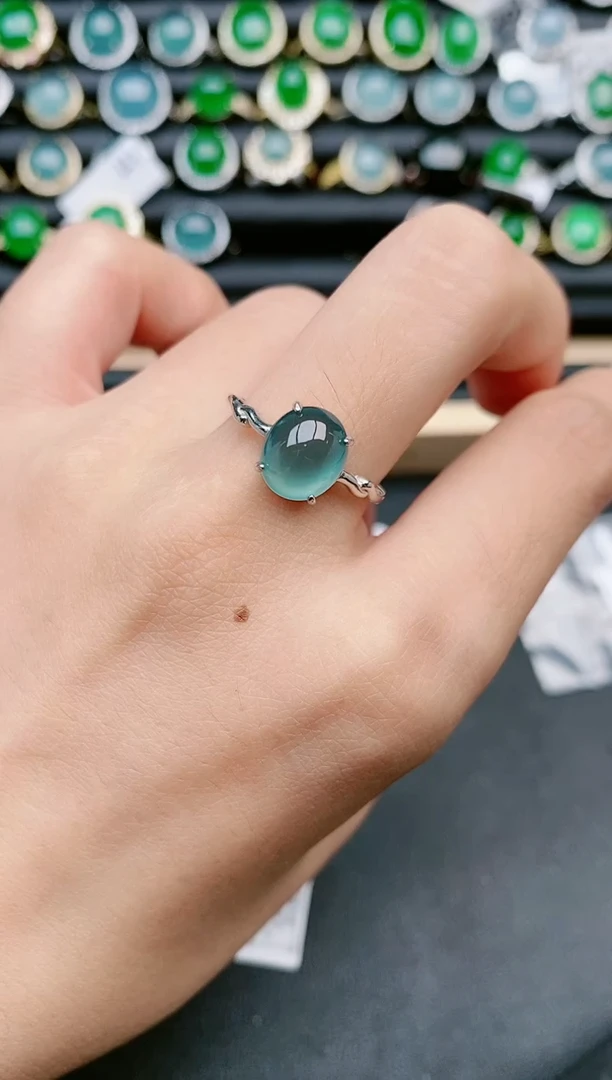 翡翠戒指银S925镶嵌111111