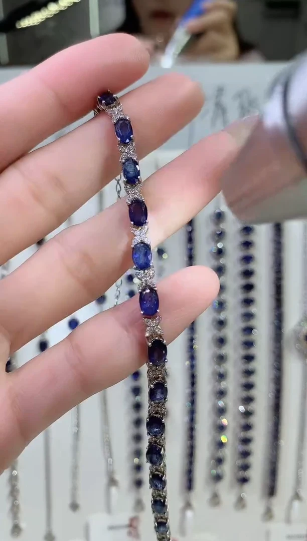 【闪购商品】蓝宝石手链银S925镶嵌18-108