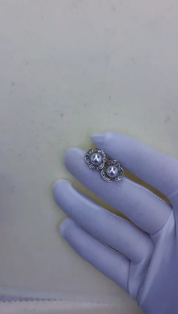 银S925镶嵌饰品海水珍珠设计款耳饰