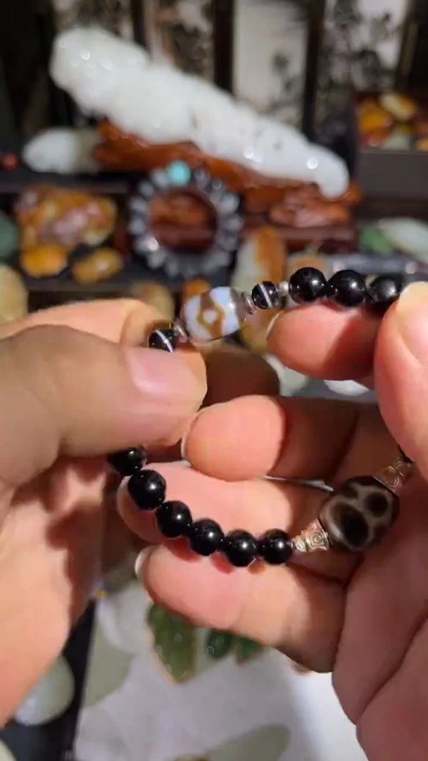 合金手链玛瑙/玉髓天珠手串