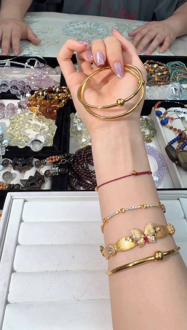 水晶手链未镶嵌N003金色手镯