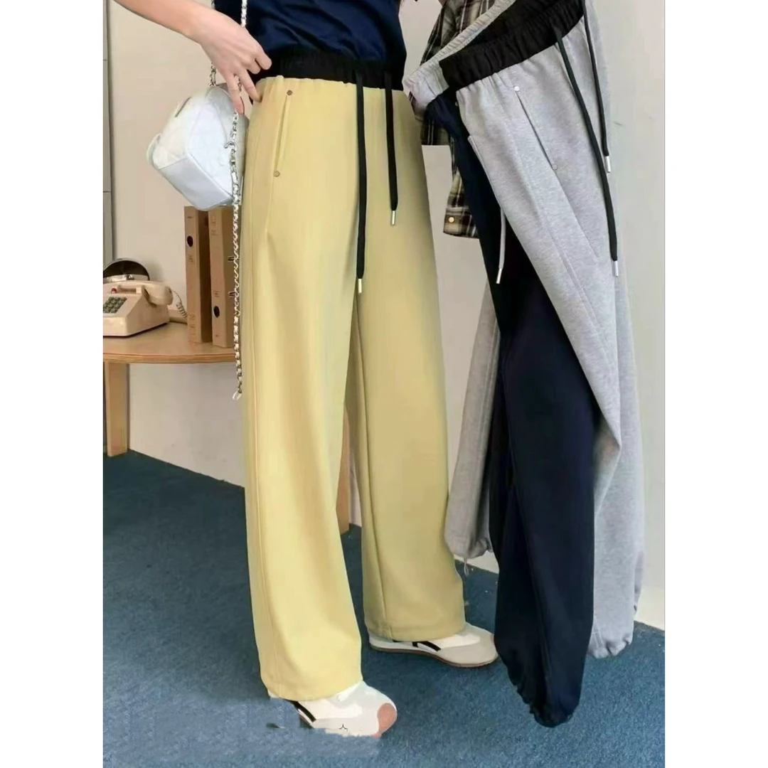 艳艳家 抽绳撞色休闲百搭可束口时尚卫裤