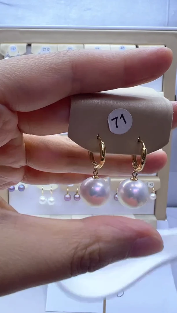 银S925镶嵌淡水珍珠耳饰71