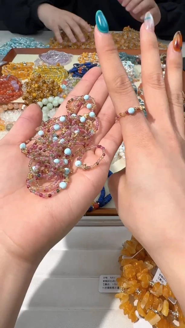 【闪购商品】碧玺手链银S925镶嵌A001碧玺海纹单珠戒指