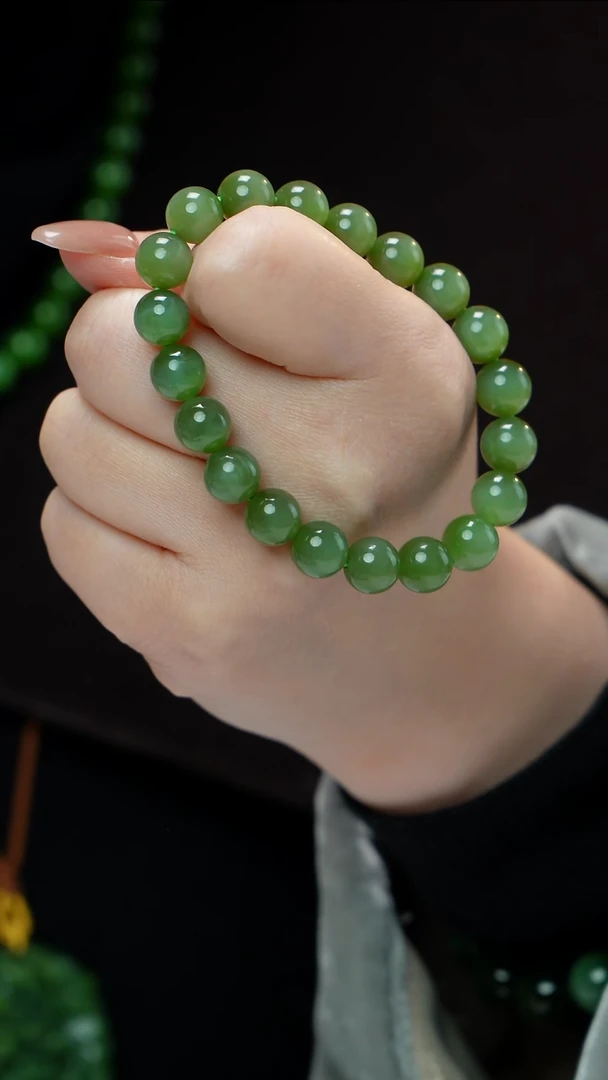 未镶嵌手链和田玉（碧玉）碧玉手链9-10mm 多样性发其一