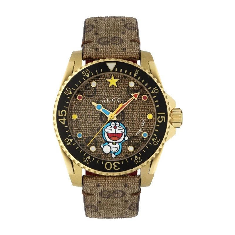 【娜姐专属】GUCCI古驰Dive系哆啦A梦联名款黑色40MM石英表YA136335