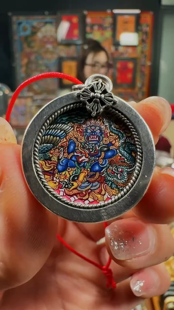 吊坠壹善缘城手绘唐卡黑C