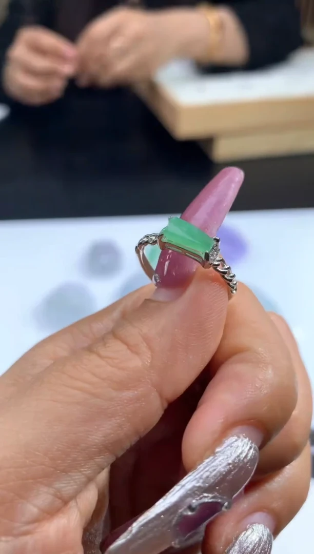 银S925镶嵌戒指翡翠愚*翡翠