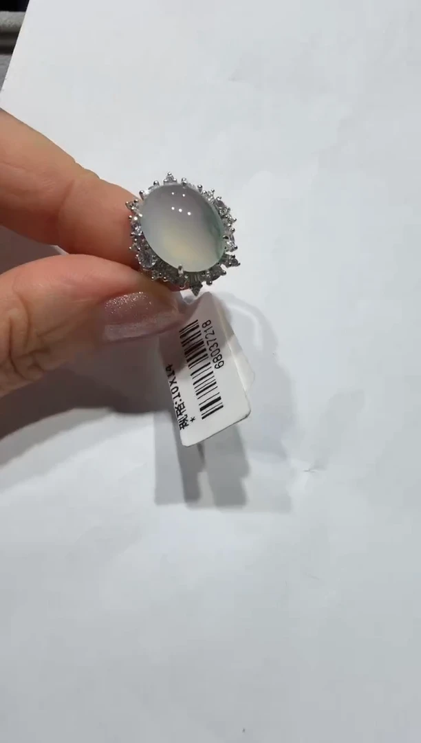 银S925镶嵌戒指翡翠缅甸A货翡翠戒指