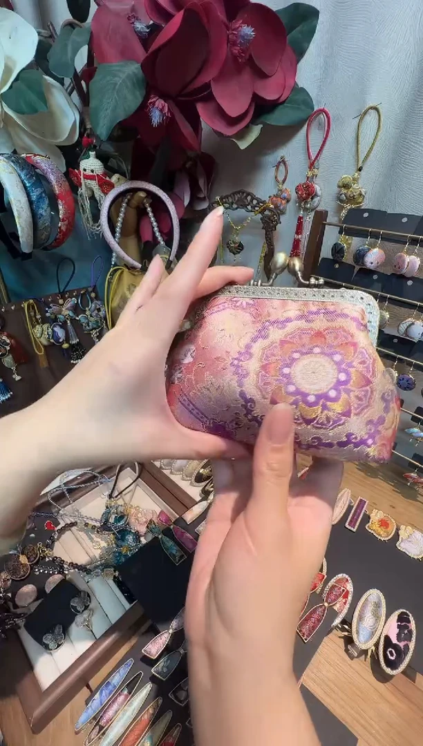 三马丝毛宝相花零钱包卡包