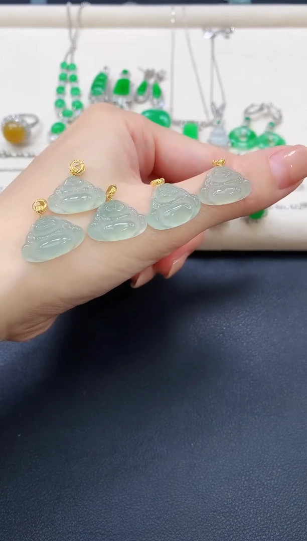 翡翠18K金镶嵌吊坠(不含链)佛公|380多样性发其一