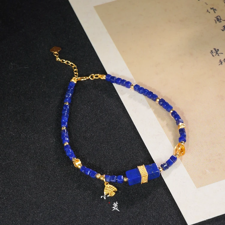 18K金青金石方糖手链 G9507