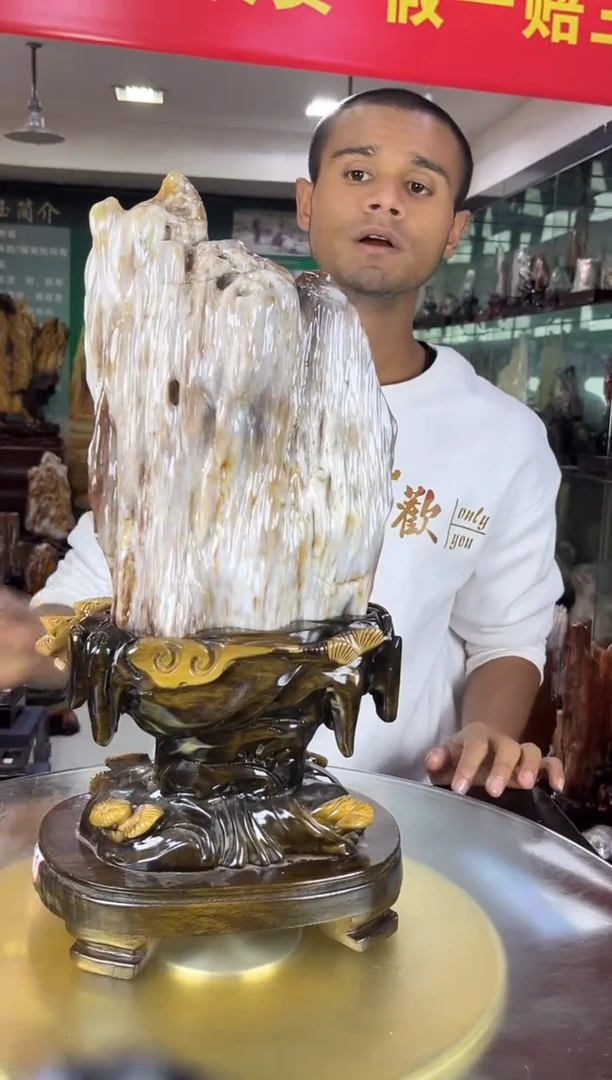 缅甸天然树化玉摆件