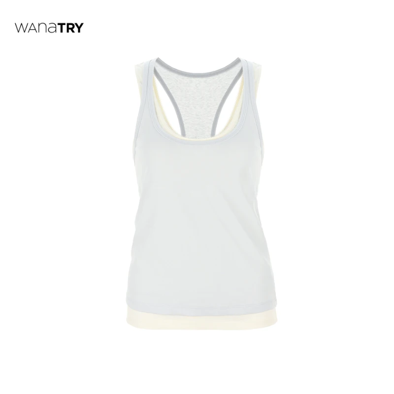 Wana Try奶蓝色无袖吊带设计感两件套背心（早春新品）【达人】