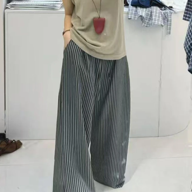 莱卡薄棉夏款条纹阔腿裤，这个调调，谁不爱？