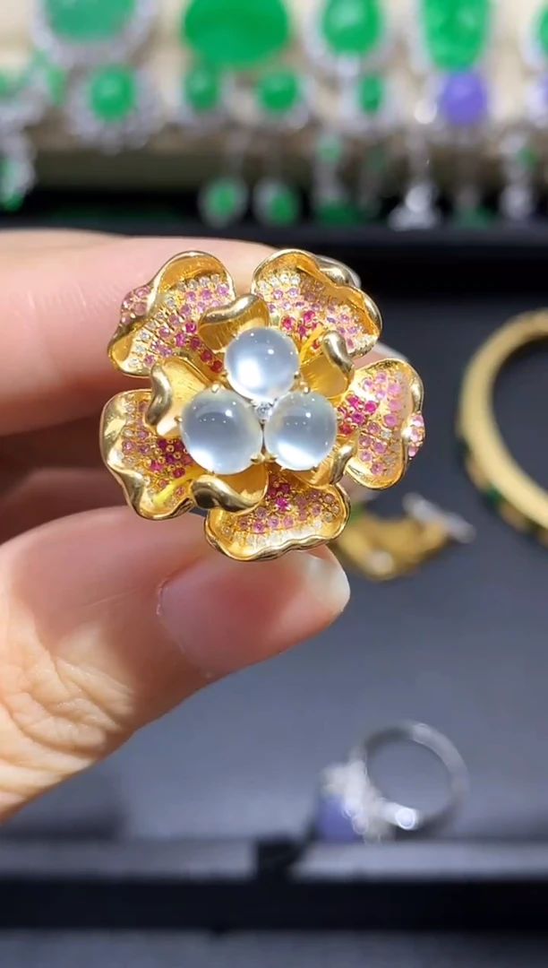 18K金镶嵌戒指翡翠529-中国好珍宝
