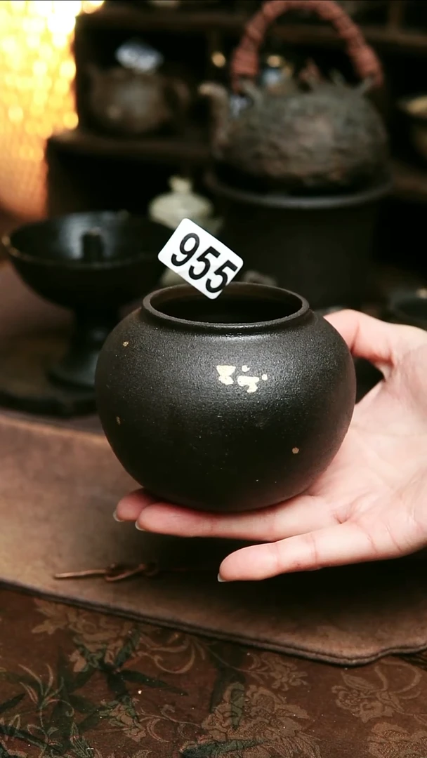 紫砂全手工黑金哑光建水