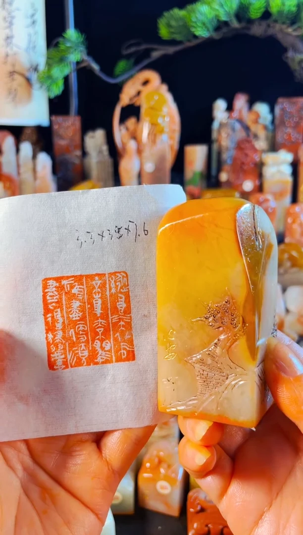 老挝石印石手工篆刻《中浪大化中不喜亦不惧应尽便须尽无复独多虑》