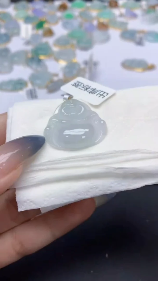 翡翠18K金镶嵌颈饰天然a货翡翠