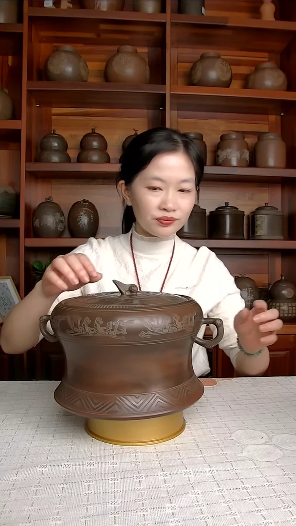 坭兴陶铜鼓罐纯手工