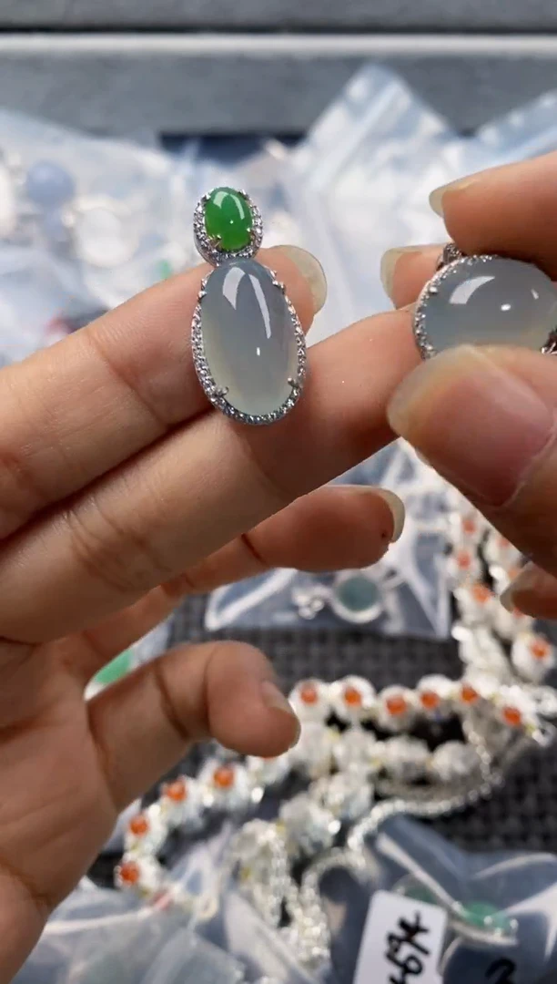 银S925镶嵌戒指翡翠555---1