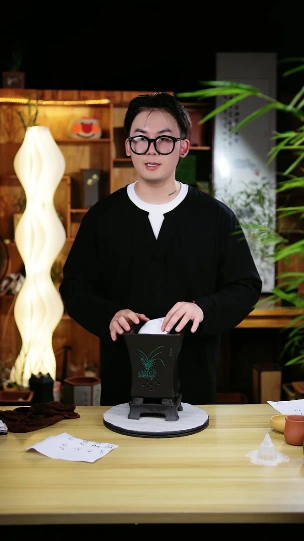 紫砂花盆精品紫砂四方刻绘紫砂花盆