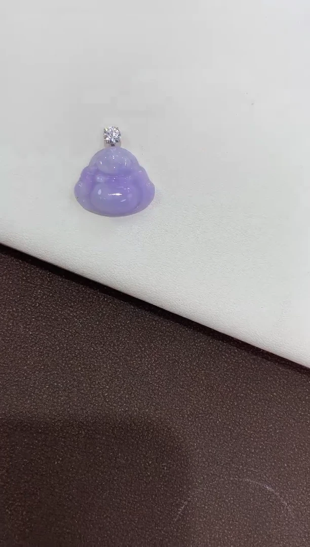 翡翠18K金镶嵌吊坠(赠链)天然缅甸A货翡翠