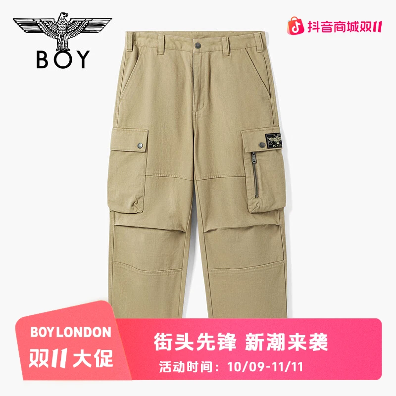 BOYLONDON秋冬24新品男士长裤休闲百搭多口袋潮酷工装裤M34805