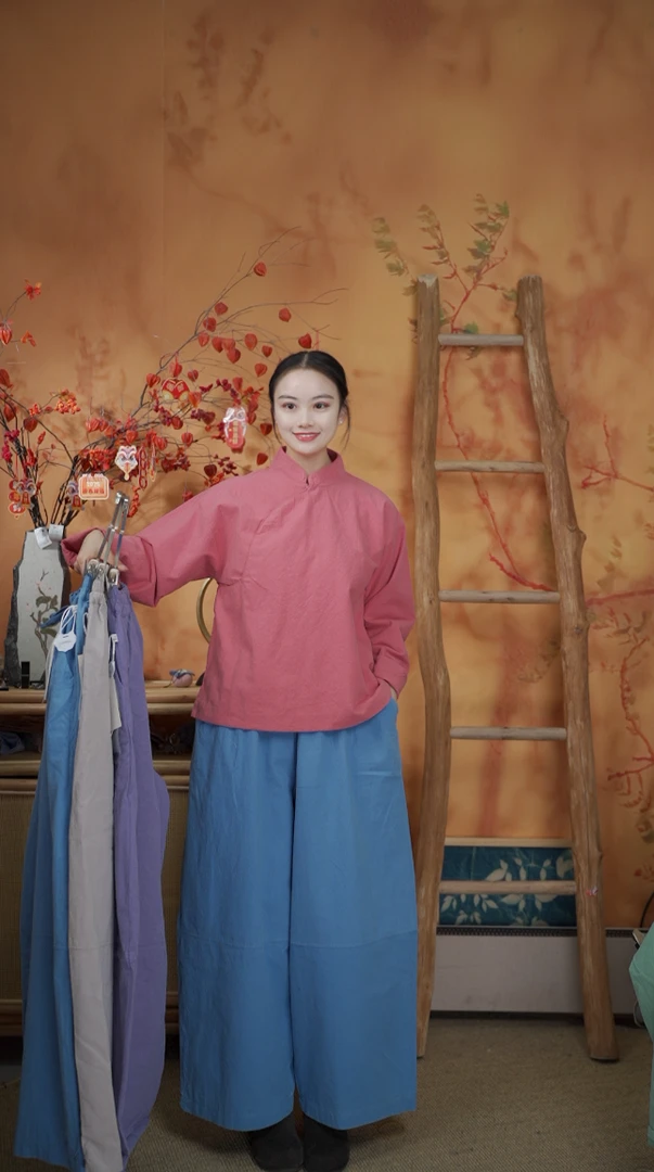 七初的布衣 2025春季双层阔腿萝卜裤