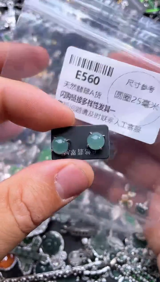 【闪购商品】翡翠颈饰未镶嵌E560耳钉