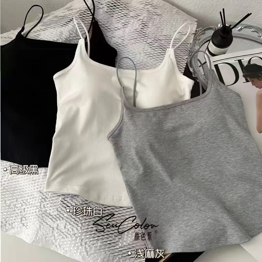 简约百搭美背文胸带胸垫背心吊带夏款6613#