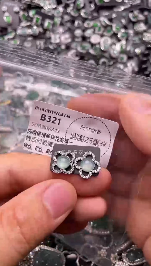 翡翠未镶嵌颈饰B321耳钉