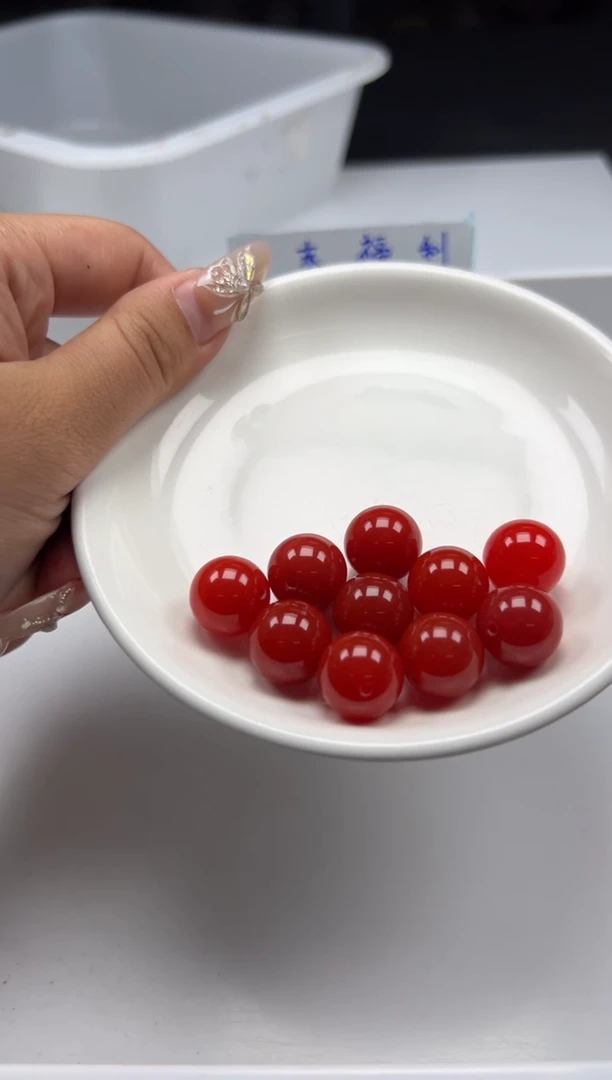 南红玛瑙未镶嵌颈饰w71锦红14mm*3颗