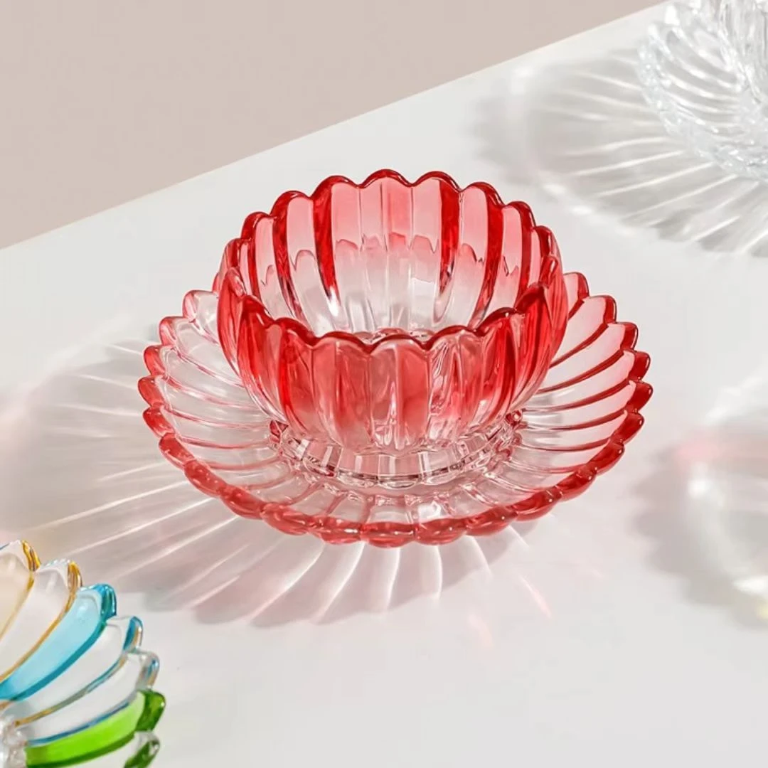 简约粉色莲花碗碟套装客厅茶几