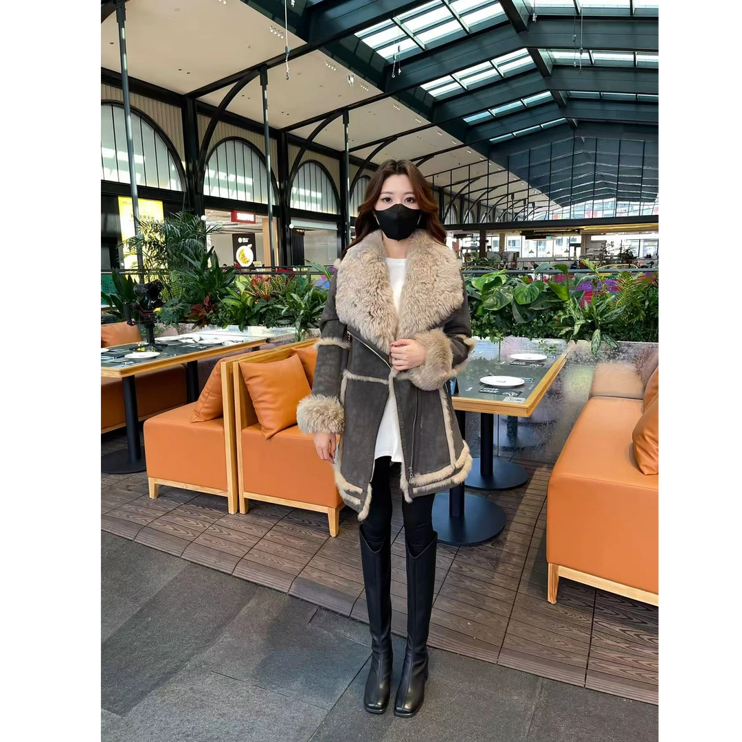 【梦婷家】气质毛毛大衣名媛腰带显瘦外套-1327