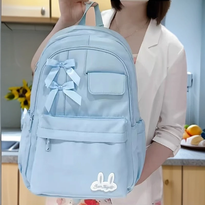 【亲亲小伙伴精选】小学生女童4年级-初高中年级书包蓝色蝴蝶结