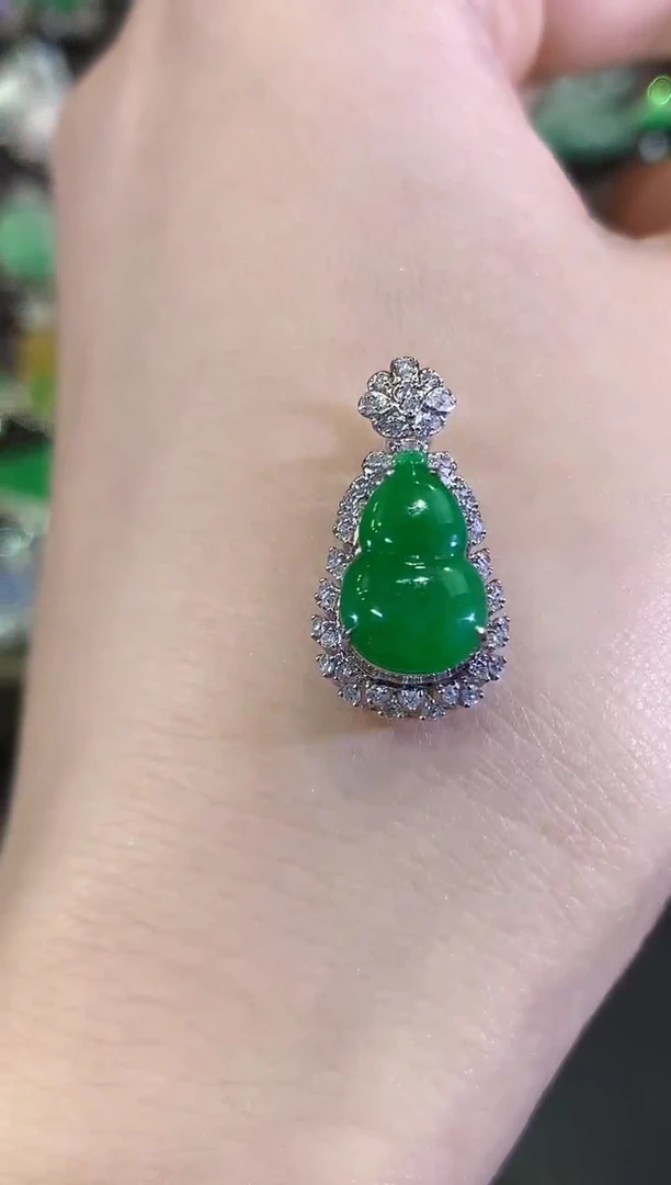 吊坠(不含链)18K金镶嵌翡翠C7