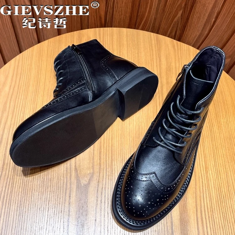 纪诗哲男鞋加绒个性轻便短靴男款时尚透气休闲鞋子轻奢百搭马丁靴