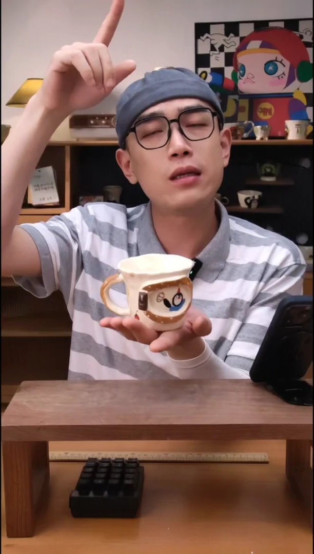 摆件景德镇可爱设计师款陶瓷！企鹅把手杯