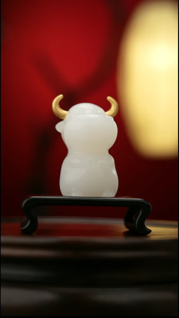 玉【牛】天然玉石手把件