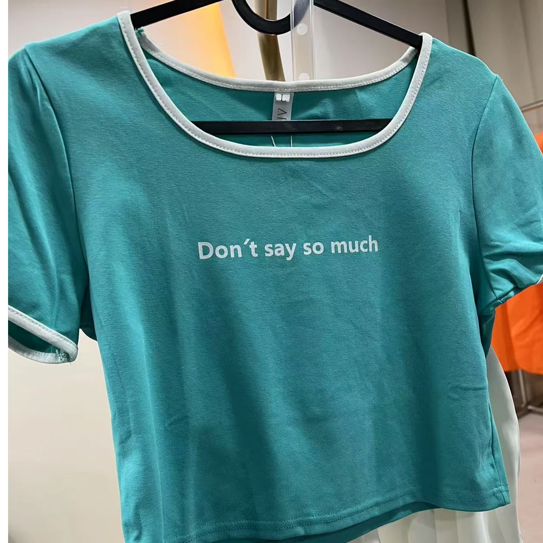 蓝色时尚百搭圆领T恤套装s060