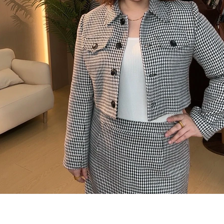 【清仓现货】秋季时尚格子大码套装YM9R008