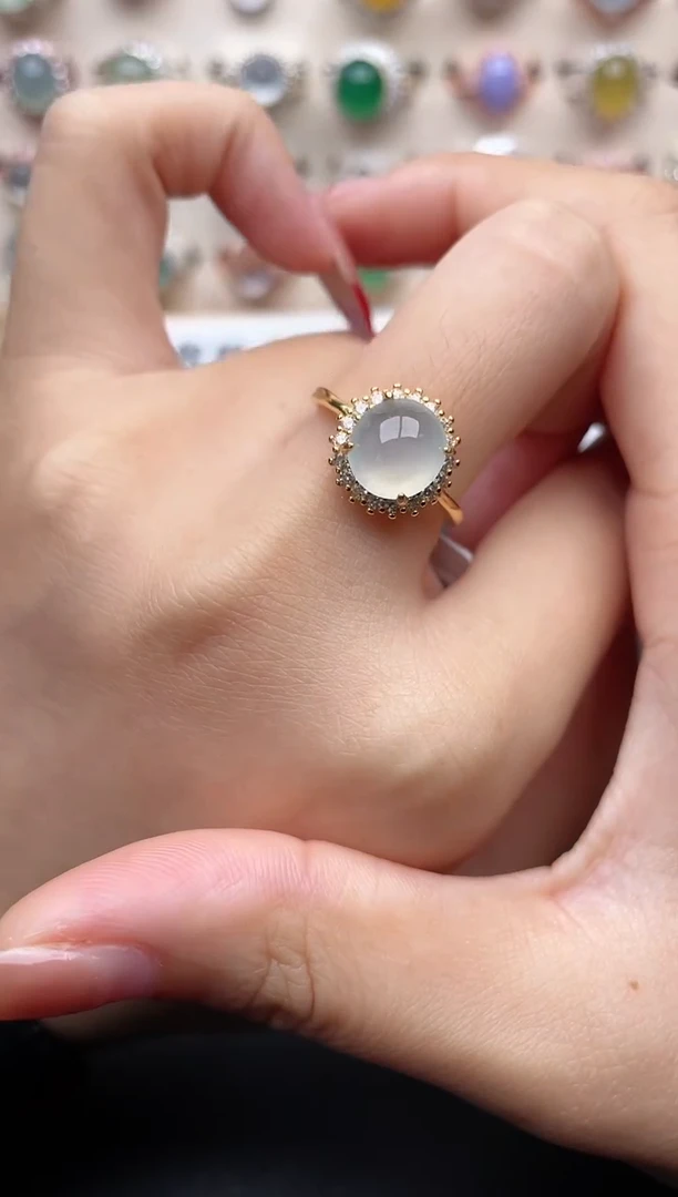 【闪购商品】翡翠戒指银S925镶嵌一物一证一礼盒