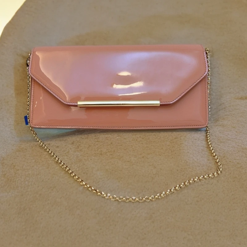 95新 FERRAGAMO/菲拉格慕   粉色漆皮链条包 1478 1197