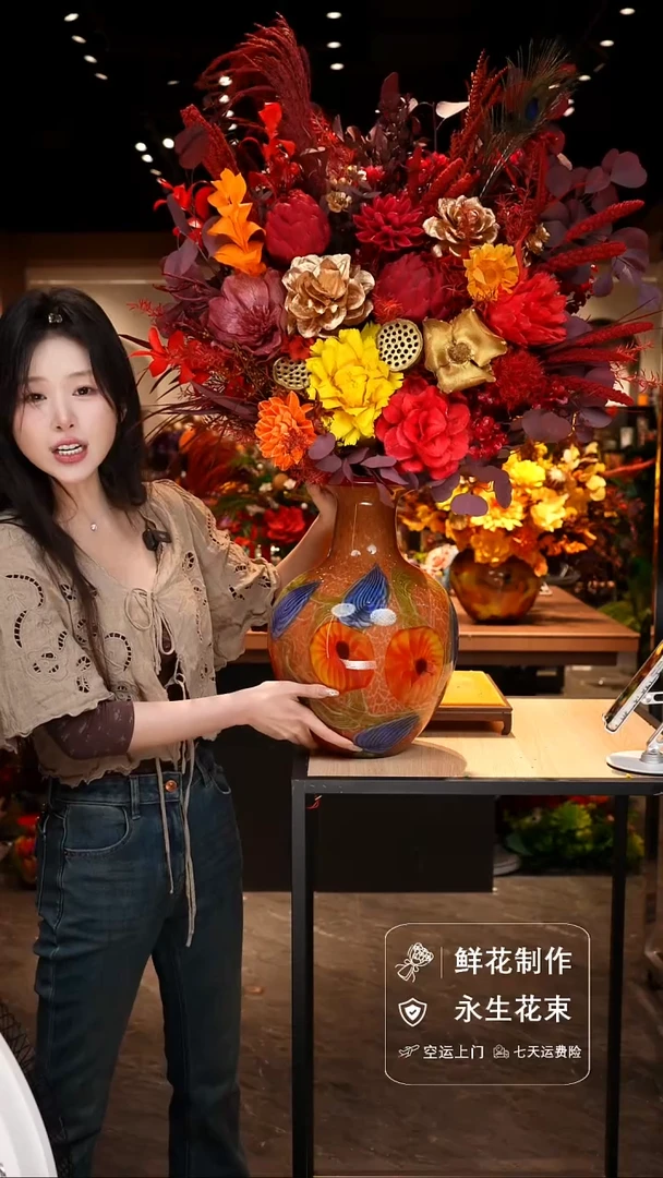 手工艺品琉璃手工花器花束空运包邮送货上门-以图片为准