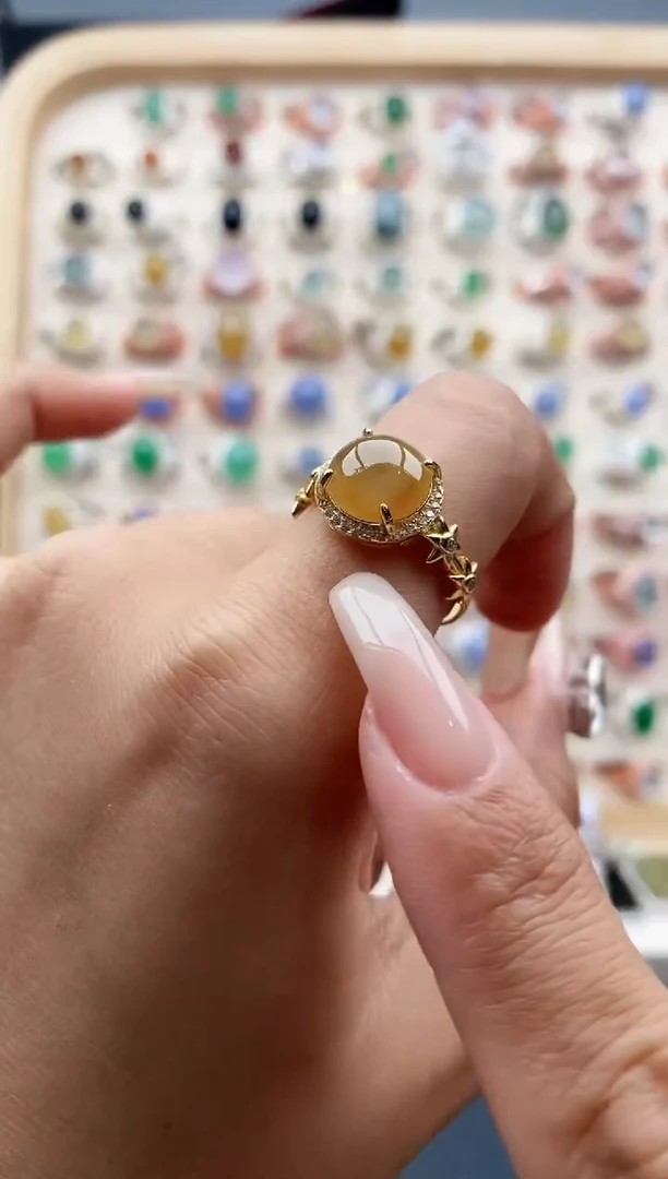 【闪购商品】翡翠戒指银S925镶嵌缅甸天然A货翡翠444  9+5